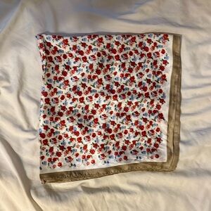 Floral Print Scarf with Tan Border